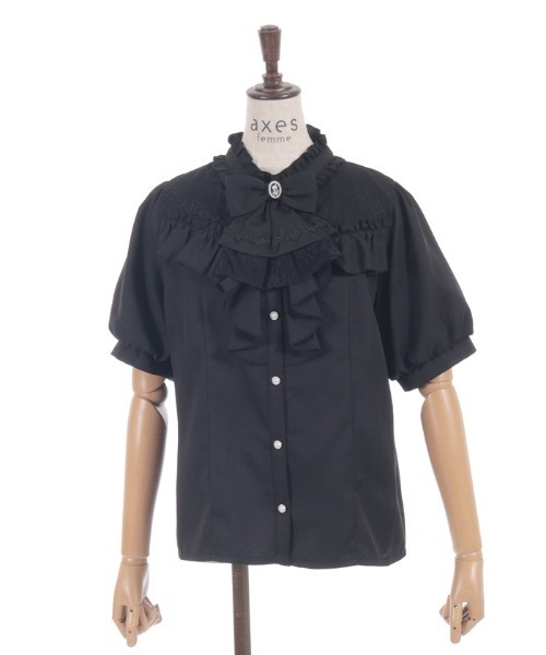 axes femme（アクシーズファム）の「リボン×ジャボブローチブラウス（シャツ/ブラウス・レディース・ダークグリーン/ブラック/ホワイト・MEDIUM/LARGE）」の10枚目の写真