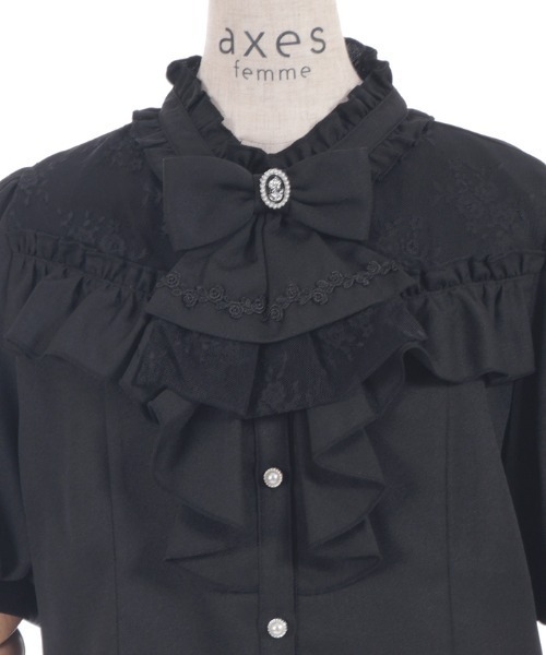 axes femme（アクシーズファム）の「リボン×ジャボブローチブラウス（シャツ/ブラウス・レディース・ダークグリーン/ブラック/ホワイト・MEDIUM/LARGE）」の13枚目の写真