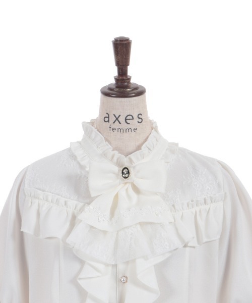 axes femme（アクシーズファム）の「リボン×ジャボブローチブラウス（シャツ/ブラウス・レディース・ダークグリーン/ブラック/ホワイト・MEDIUM/LARGE）」の21枚目の写真
