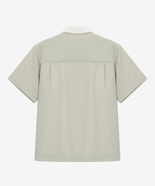 MINDBRIDGE（マインドブリッジ）の「[COUTURE]配色カラー フルオーバー オーバーサイズ 半袖シャツ（ポロシャツ・メンズ・グレー・95/100/105/110）」の2枚目の写真