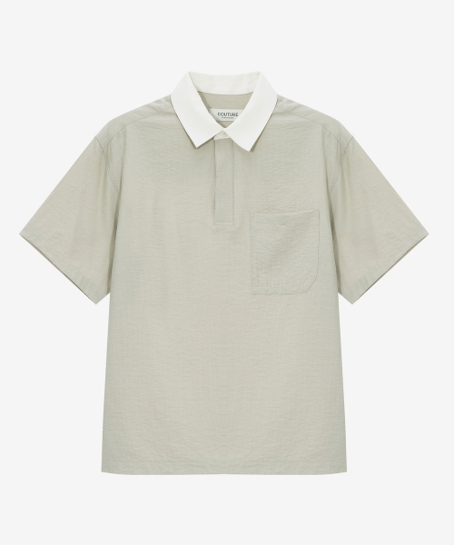 MINDBRIDGE（マインドブリッジ）の「[COUTURE]配色カラー フルオーバー オーバーサイズ 半袖シャツ（ポロシャツ・メンズ・グレー・95/100/105/110）」の3枚目の写真