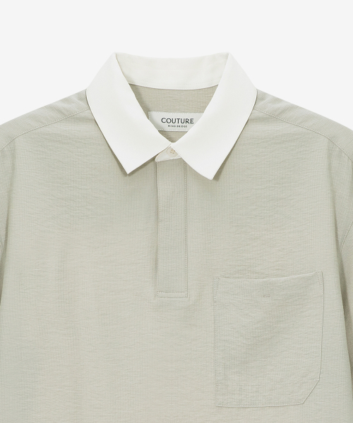 MINDBRIDGE（マインドブリッジ）の「[COUTURE]配色カラー フルオーバー オーバーサイズ 半袖シャツ（ポロシャツ・メンズ・グレー・95/100/105/110）」の4枚目の写真
