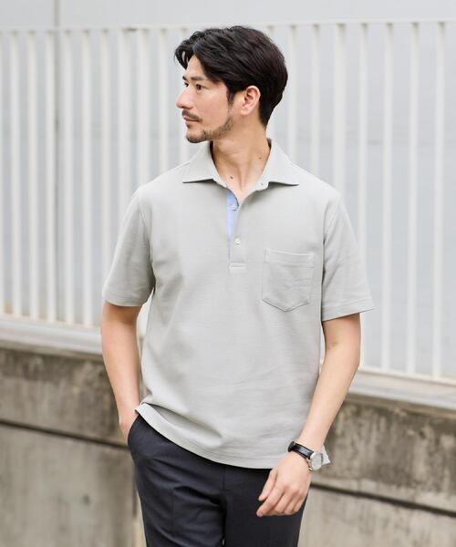 TAKEO KIKUCHI(タケオキクチ)の「【抗菌防臭】ハニカムメランジ ポロシャツ(ポロシャツ・メンズ・ライトグレー/ホワイト/ベビーピンク/ブルー/ネイビー/ブルー系その他・04/03/02/01/05)」の2枚目の写真