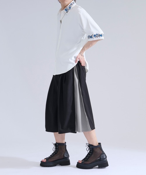 Ellno Loset（エルノロゼット）の「サイドジップバイカラーハーフパンツ（その他パンツ・メンズ・ブラック/ブルーグレー・LARGE/MEDIUM/SMALL）」の6枚目の写真