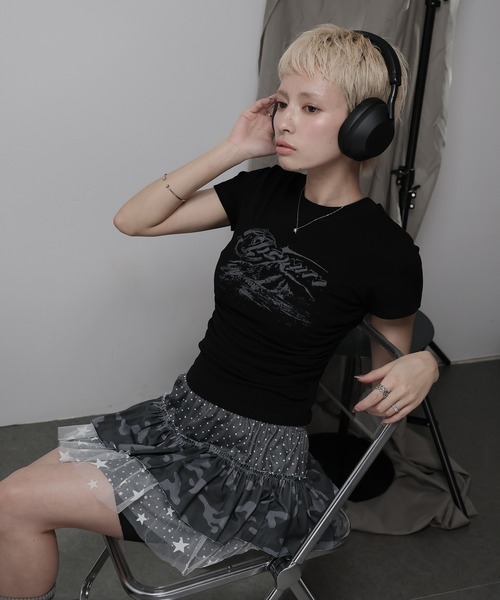 Ulysses（ユリシス）の「サイドシャーリングロゴミニTシャツ（Tシャツ/カットソー・レディース・キャメル/ブラック・M/S）」の7枚目の写真