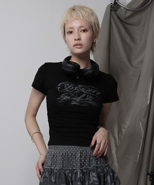Ulysses（ユリシス）の「サイドシャーリングロゴミニTシャツ（Tシャツ/カットソー・レディース・キャメル/ブラック・M/S）」の11枚目の写真