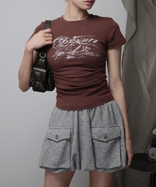 Ulysses（ユリシス）の「サイドシャーリングロゴミニTシャツ（Tシャツ/カットソー・レディース・キャメル/ブラック・M/S）」の21枚目の写真