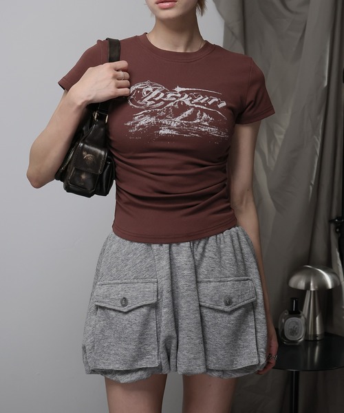 Ulysses（ユリシス）の「サイドシャーリングロゴミニTシャツ（Tシャツ/カットソー・レディース・キャメル/ブラック・M/S）」の22枚目の写真