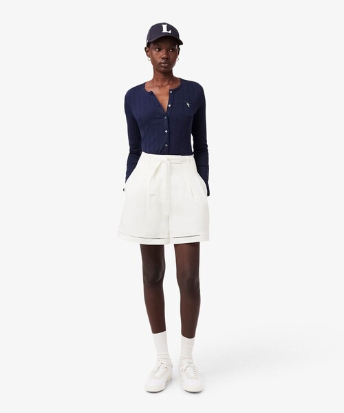 LACOSTE(ラコステ)の「リヨセル×リネンブレンドベルテッドバミューダショーツ タックショーツ(その他パンツ・レディース・オフホワイト・38/36)」の3枚目の写真