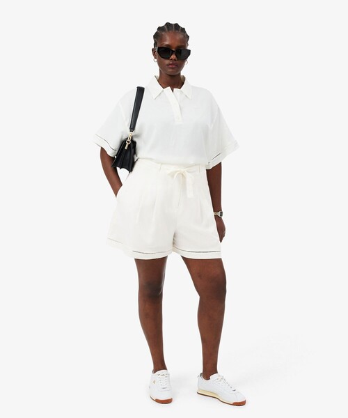 LACOSTE(ラコステ)の「リヨセル×リネンブレンドベルテッドバミューダショーツ タックショーツ(その他パンツ・レディース・オフホワイト・38/36)」の7枚目の写真