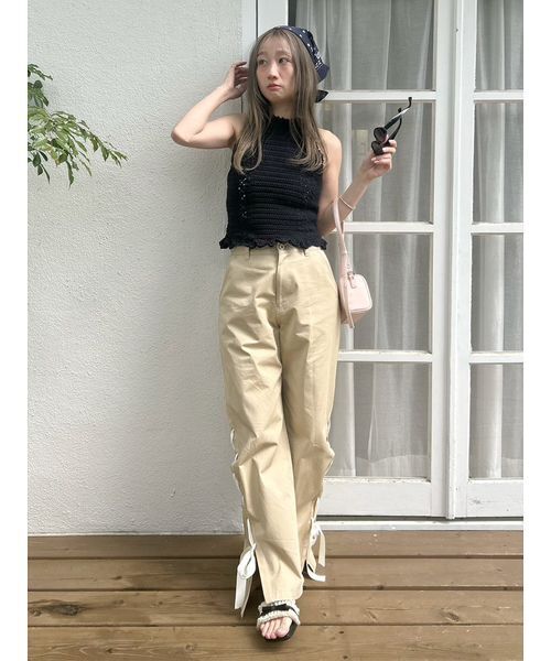 LILY BROWN(リリーブラウン)の「フリンジリボンミュールサンダル(サンダル・レディース・ブラック/インディゴブルー/ブラウン・S/M/L)」の17枚目の写真