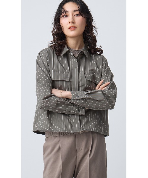 AOYAMA(アオヤマ)の「ドロストヘムシャツジャケット【涼】(シャツ/ブラウス・レディース・チャコールグレー/グレー系その他・M)」の2枚目の写真