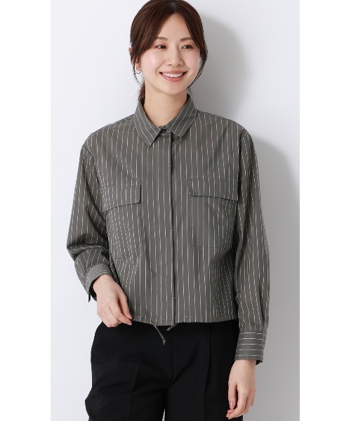 AOYAMA(アオヤマ)の「ドロストヘムシャツジャケット【涼】(シャツ/ブラウス・レディース・チャコールグレー/グレー系その他・M)」の3枚目の写真