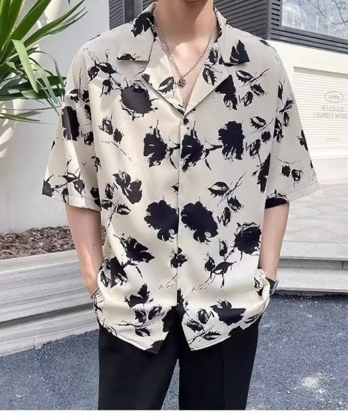 Ritzy(リッツィー)の「花柄 オープンカラーの半袖シャツ(シャツ/ブラウス・メンズ・ベージュ/グリーン・L/M)」の7枚目の写真