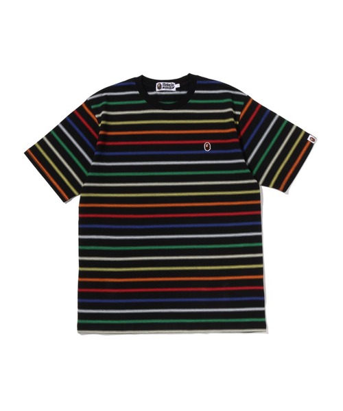A BATHING APE(アベイシングエイプ)の「GRADIENT RAINBOW STRIPE ONE POINT TEE(Tシャツ/カットソー・メンズ・アイボリー/マルチ・MEDIUM/SMALL/X-LARGE/LARGE/XX-LARGE)」の1枚目の写真