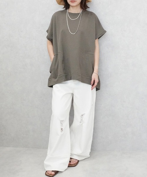 SELECT LEVERY(セレクトリベリー)の「ヘビーテリープルオーバー(Tシャツ/カットソー・レディース・カーキ/オフホワイト/グレー/チャコールグレー・MEDIUM/LARGE)」の10枚目の写真