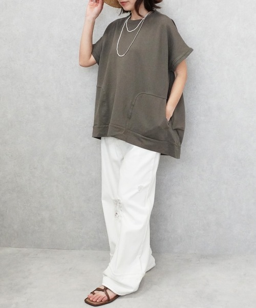 SELECT LEVERY(セレクトリベリー)の「ヘビーテリープルオーバー(Tシャツ/カットソー・レディース・カーキ/オフホワイト/グレー/チャコールグレー・MEDIUM/LARGE)」の13枚目の写真