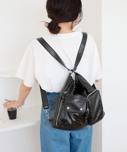 CIAOPANIC TYPY(チャオパニックティピー)の「:【ZOZO限定】【多収納】アソート素材3WAYマルチウェイBAG(ショルダーバッグ・レディース・ブラック/ベージュ/ライトグレー・ONE SIZE)」の2枚目の写真