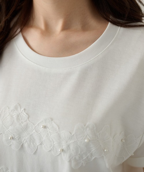 DAYRA(デイラ)の「フラワー レース パール デザイン カットソー(Tシャツ/カットソー・レディース・ホワイト/ブラック・FREE)」の13枚目の写真