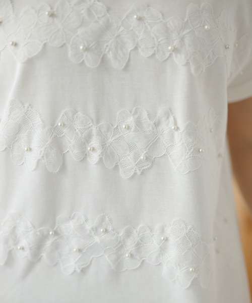DAYRA（デイラ）の「フラワー レース パール デザイン カットソー（Tシャツ/カットソー・レディース・ホワイト/ブラック・FREE）」の15枚目の写真