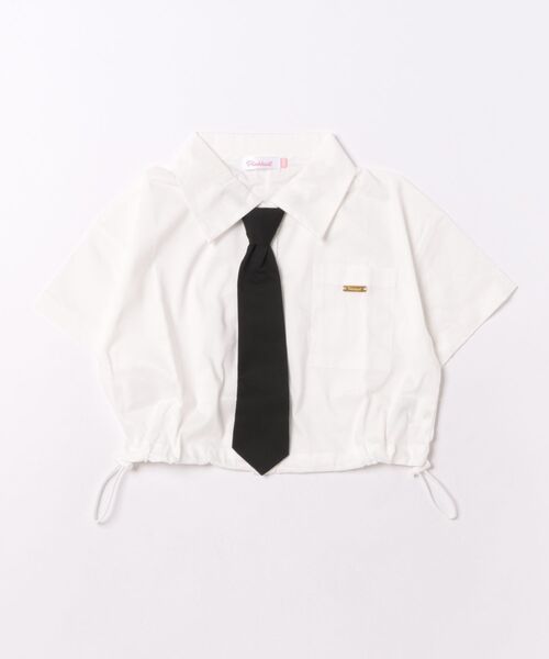 PINKHUNT(ピンクハント)の「PINKHUNT ネクタイ付きシャツ 1820K(シャツ/ブラウス・キッズ・ホワイト/スカイブルー系1・150cm/160cm/130cm/140cm/120cm)」の3枚目の写真