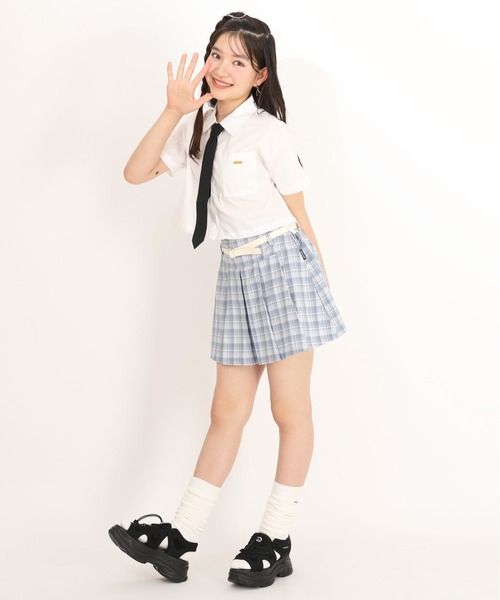 PINKHUNT(ピンクハント)の「PINKHUNT ネクタイ付きシャツ 1820K(シャツ/ブラウス・キッズ・ホワイト/スカイブルー系1・150cm/160cm/130cm/140cm/120cm)」の4枚目の写真