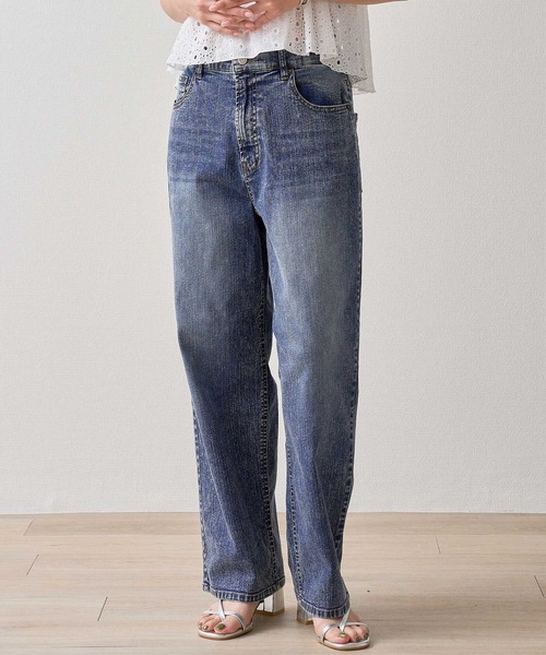 .WORKS(ドットワークス)の「10ozストレッチデニム 接触冷感ワイドデニム(デニムパンツ・レディース・ネイビー系1/ブルー系2/ネイビー系2/ブルー系1・67/64/61)」の3枚目の写真