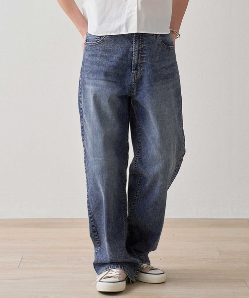.WORKS(ドットワークス)の「10ozストレッチデニム 接触冷感ワイドデニム(デニムパンツ・レディース・ネイビー系1/ブルー系2/ネイビー系2/ブルー系1・67/64/61)」の4枚目の写真