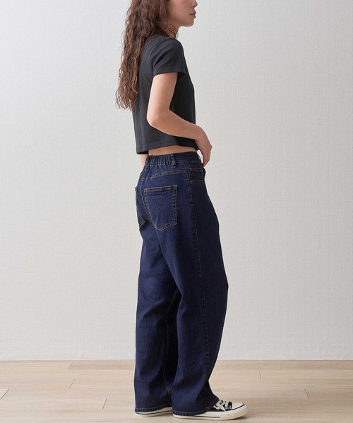 .WORKS(ドットワークス)の「10ozストレッチデニム 接触冷感ワイドデニム(デニムパンツ・レディース・ネイビー系1/ブルー系2/ネイビー系2/ブルー系1・67/64/61)」の15枚目の写真