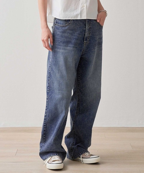 .WORKS(ドットワークス)の「10ozストレッチデニム 接触冷感ワイドデニム(デニムパンツ・レディース・ネイビー系1/ブルー系2/ネイビー系2/ブルー系1・67/64/61)」の19枚目の写真
