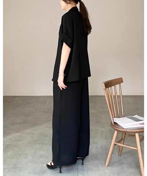She's Closet(シーズクローゼット)の「リネンタッチ半袖ダブルテーラードジャケット&ワイドパンツセットアップ(セットアップ・レディース・モカ/ベージュ/ブラック・FREE)」の20枚目の写真