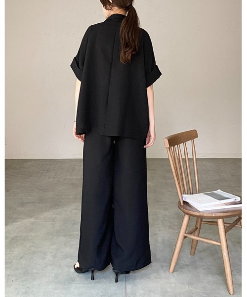 She's Closet(シーズクローゼット)の「リネンタッチ半袖ダブルテーラードジャケット&ワイドパンツセットアップ(セットアップ・レディース・モカ/ベージュ/ブラック・FREE)」の21枚目の写真