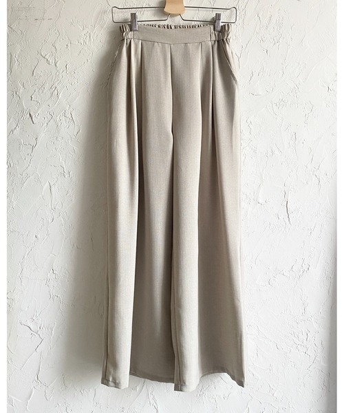 She's Closet(シーズクローゼット)の「リネンタッチ半袖ダブルテーラードジャケット&ワイドパンツセットアップ(セットアップ・レディース・モカ/ベージュ/ブラック・FREE)」の7枚目の写真