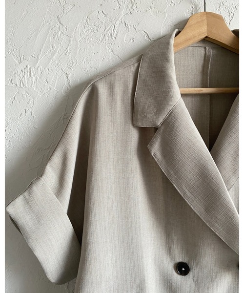 She's Closet(シーズクローゼット)の「リネンタッチ半袖ダブルテーラードジャケット&ワイドパンツセットアップ(セットアップ・レディース・モカ/ベージュ/ブラック・FREE)」の11枚目の写真