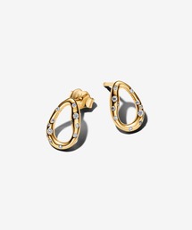オーガニカリー シェイプド ストーンセット オーバル スタッド ピアス