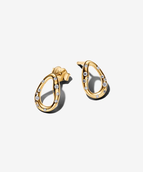 PANDORA(パンドラ)の「オーガニカリー シェイプド ストーンセット オーバル スタッド ピアス(ピアス(両耳用)・レディース・イエローゴールド・FREE)」の1枚目の写真
