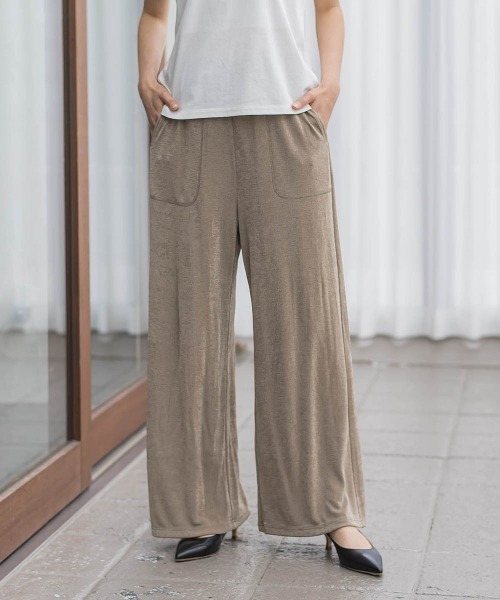 Droite lautreamont（ドロワットロートレアモン）の「グロッシージャージーパンツ（その他パンツ・レディース・ベージュ/ブラック・M）」の18枚目の写真