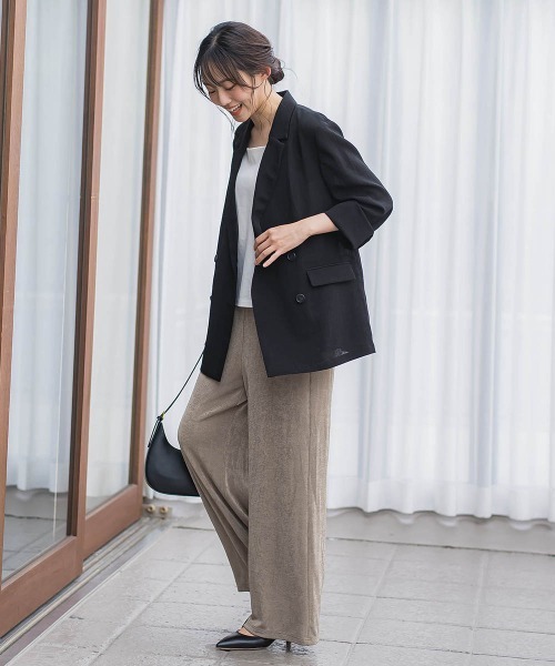 Droite lautreamont（ドロワットロートレアモン）の「グロッシージャージーパンツ（その他パンツ・レディース・ベージュ/ブラック・M）」の4枚目の写真