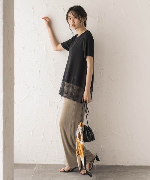 Droite lautreamont（ドロワットロートレアモン）の「グロッシージャージーパンツ（その他パンツ・レディース・ベージュ/ブラック・M）」の8枚目の写真