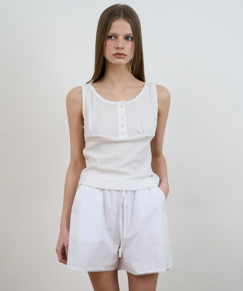 DEHEVE（デヘヴェ）の「Lace Button Sleeveless [Ivory]（Tシャツ/カットソー・レディース・アイボリー・OS）」の12枚目の写真