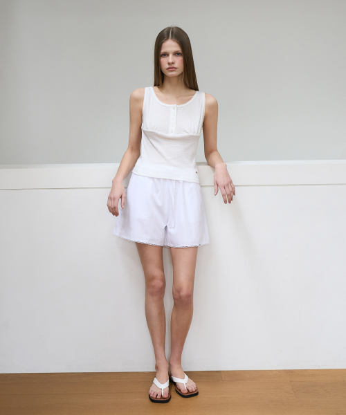 DEHEVE（デヘヴェ）の「Lace Button Sleeveless [Ivory]（Tシャツ/カットソー・レディース・アイボリー・OS）」の7枚目の写真