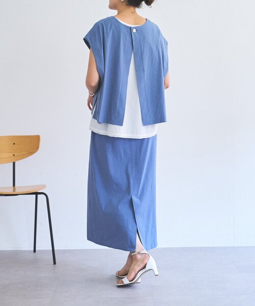 BEARDSLEY(ビアズリー)の「リネンストレッチアイラインスカート【セットアップ】(スカート・レディース・ブルー/グレー・1/0)」の5枚目の写真