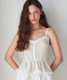 Ruffle Lace Waffle Sleeveless Light green