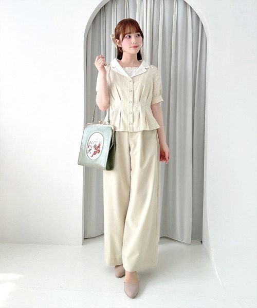 F i.n.t(フィント)の「クレリック衿ストライプペプラムシャツ/fint フィント(シャツ/ブラウス・レディース・ライトベージュ/ライトブルー・FREE)」の7枚目の写真