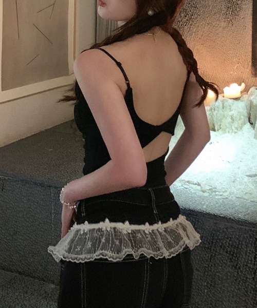 Lace Ladies（レースレディース）の「ギャザー ビスチェ カップ付き キャミソール（キャミソール・レディース・ホワイト/ブラック/グレー・FREE）」の6枚目の写真
