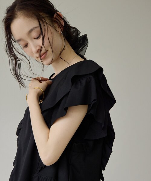 DISCOAT(ディスコート)の「【Noka】フリルデザインTシャツ(Tシャツ/カットソー・レディース・ブラック/オフホワイト/ブルー・FREE)」の21枚目の写真