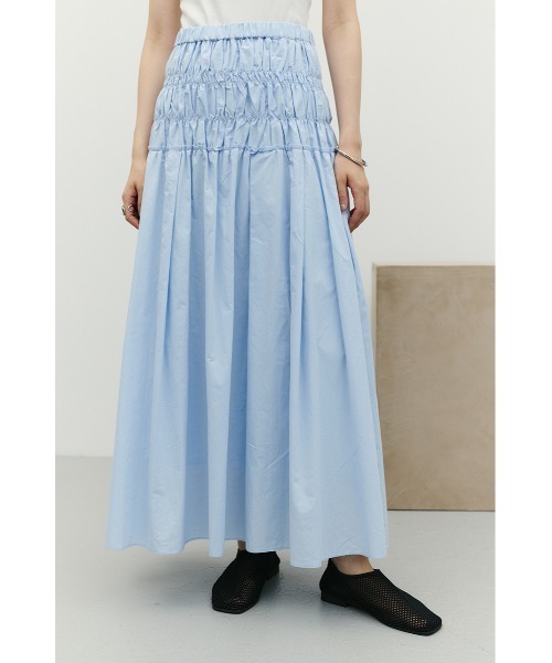 STYLEMIXER（スタイルミキサー）の「シャーリングフレアスカート（スカート・レディース・ホワイト/サックスブルー/ブラック・SMALL/MEDIUM）」の3枚目の写真