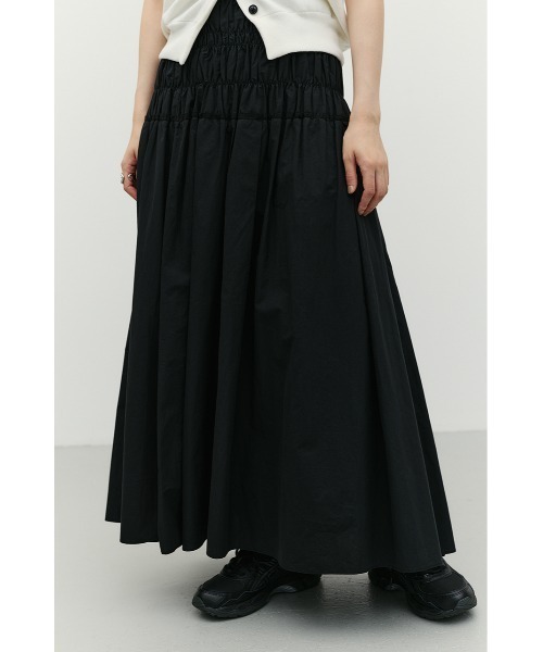 STYLEMIXER（スタイルミキサー）の「シャーリングフレアスカート（スカート・レディース・ホワイト/サックスブルー/ブラック・SMALL/MEDIUM）」の2枚目の写真