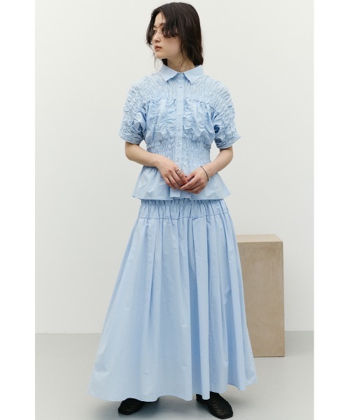 STYLEMIXER（スタイルミキサー）の「シャーリングフレアスカート（スカート・レディース・ホワイト/サックスブルー/ブラック・SMALL/MEDIUM）」の6枚目の写真