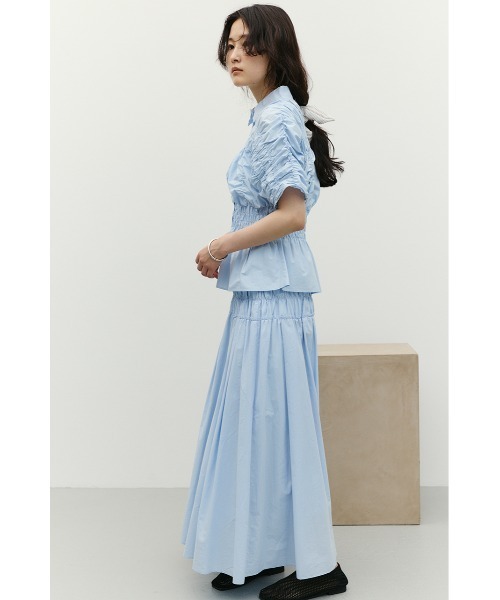 STYLEMIXER（スタイルミキサー）の「シャーリングフレアスカート（スカート・レディース・ホワイト/サックスブルー/ブラック・SMALL/MEDIUM）」の5枚目の写真